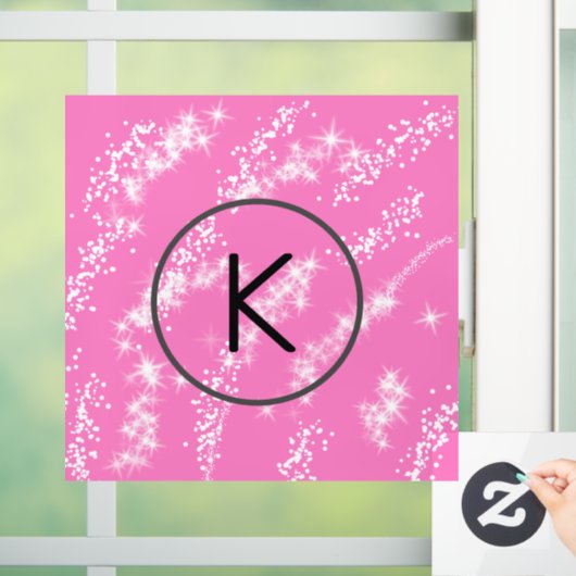 Autocollant Pour Fenêtre simple monogramme blanc monogramme rose parties sc (Maison)