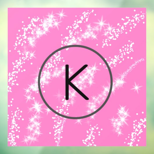 Autocollant Pour Fenêtre simple monogramme blanc monogramme rose parties sc (Feuille 3)