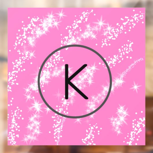 Autocollant Pour Fenêtre simple monogramme blanc monogramme rose parties sc (Feuille 2)