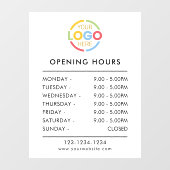 Autocollant Pour Fenêtre Simple Noir Blanc | Heures d'ouverture de l'entrep (Feuille)