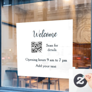 Autocollant Pour Fenêtre Simple ouverture de bienvenue code-barres QR ajout