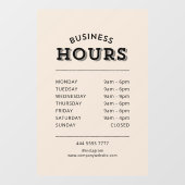 Autocollant Pour Fenêtre Simple professionnel noir sur beige heures d'affai (Feuille)