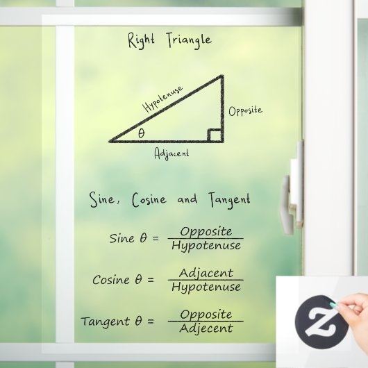 Autocollant Pour Fenêtre Sine Cosine Tangent Trigonométrie Majuscule Noir (Maison)