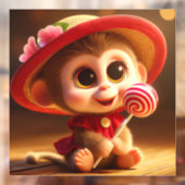 Autocollant Pour Fenêtre Singe des dents doux (Feuille 2)