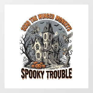 Autocollant Pour Fenêtre Singes ailés effrayants T-shirt Halloween hanté_1
