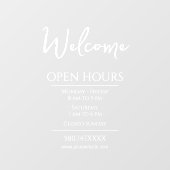 Autocollant Pour Fenêtre Site d'accueil et d'heures d'ouverture (Feuille)