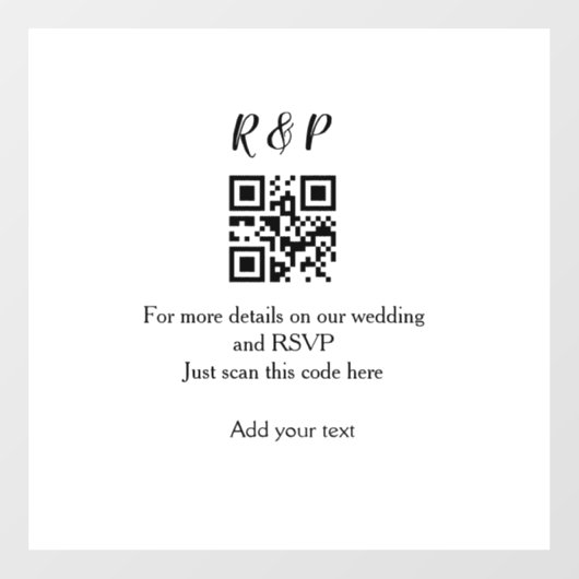 Autocollant Pour Fenêtre site web de mariage rsvp q r code ajouter nom text (Feuille)