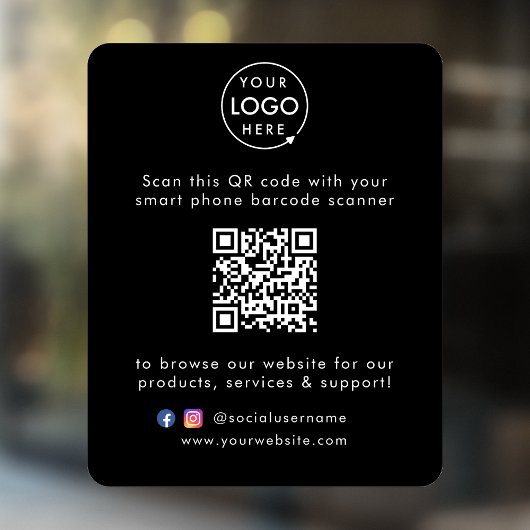 Autocollant Pour Fenêtre Site Web d'Entreprise | Code QR Moderne Élégant No