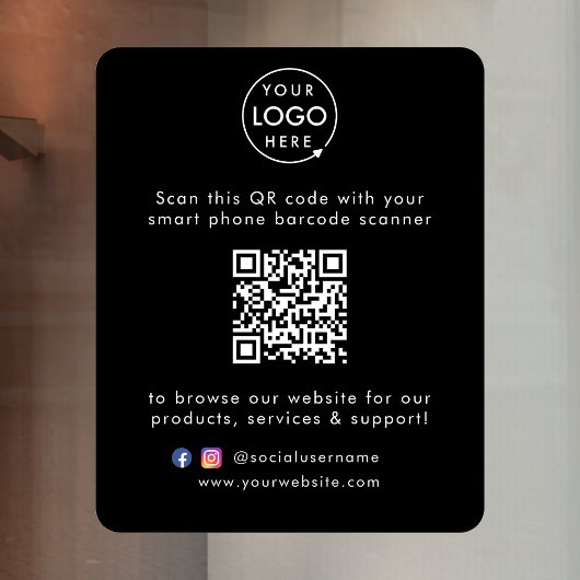 Autocollant Pour Fenêtre Site Web d'Entreprise | Code QR Moderne Élégant No