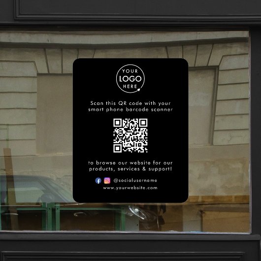 Autocollant Pour Fenêtre Site Web d'Entreprise | Code QR Moderne Élégant No