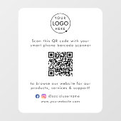 Autocollant Pour Fenêtre Site Web d'entreprise | QR Code Scan Me Minimal Wh (Feuille)