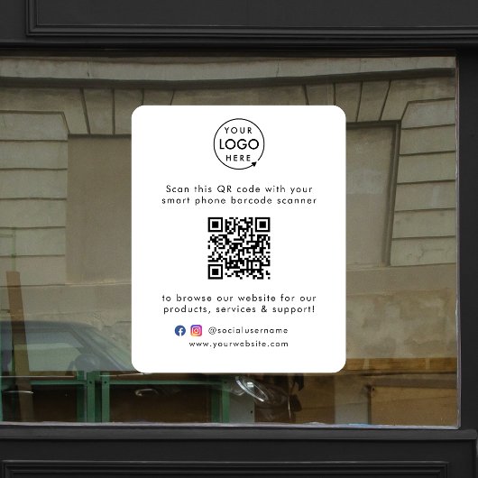 Autocollant Pour Fenêtre Site web d'entreprise | QR Code Scannez-moi Minima