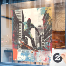 Skateboard Shop Wall Art Riding A Rail