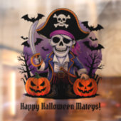 Autocollant Pour Fenêtre Skeleton Pirate Happy Halloween Mateys (Feuille 2)