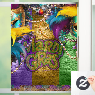 Autocollant Pour Fenêtre SlipperyJoe's Mardi Gras Colliers de perles doublo