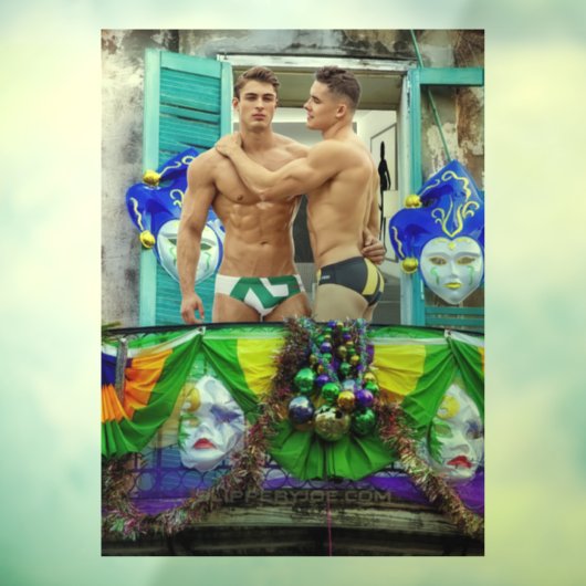 Autocollant Pour Fenêtre SlipperyJoe's Mardi Gras masques perles décoration (Feuille 3)