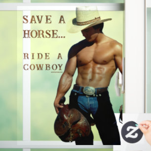 Autocollant Pour Fenêtre SlipperyJoe's save horse ride paille cowboy casque