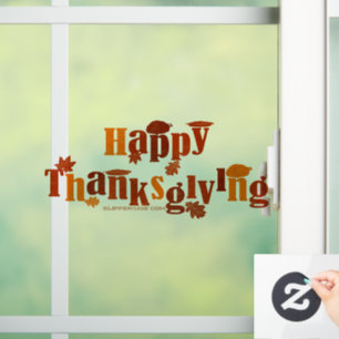 Autocollant Pour Fenêtre SlipperyJoe's Thanksgiving feuille brun orange tar