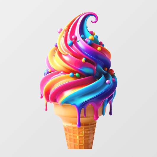 Autocollant Pour Fenêtre SlipperyJoe's vibrante crème glacée cone classique (Feuille)