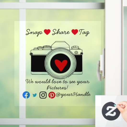 Autocollant Pour Fenêtre snap share, balise médias sociaux, petit business  (Maison)