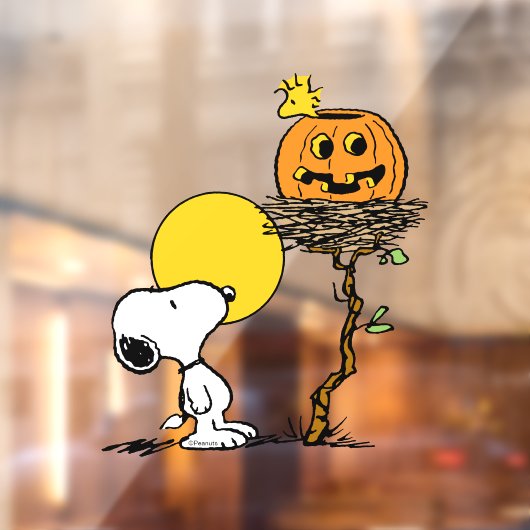 Autocollant Pour Fenêtre Snoopy & Bois Nid Avec Jack O'Lantern (Feuille 2)