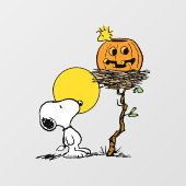 Autocollant Pour Fenêtre Snoopy & Bois Nid Avec Jack O'Lantern (Feuille)
