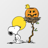 Autocollant Pour Fenêtre Snoopy & Bois Nid Avec Jack O'Lantern (Feuille)