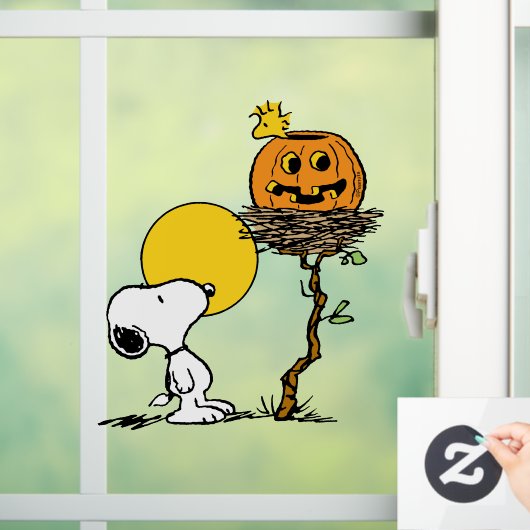 Autocollant Pour Fenêtre Snoopy & Bois Nid Avec Jack O'Lantern (Maison)