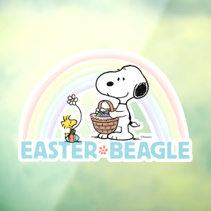 Autocollant Pour Fenêtre Snoopy & Woodstock - Beagle de Pâques