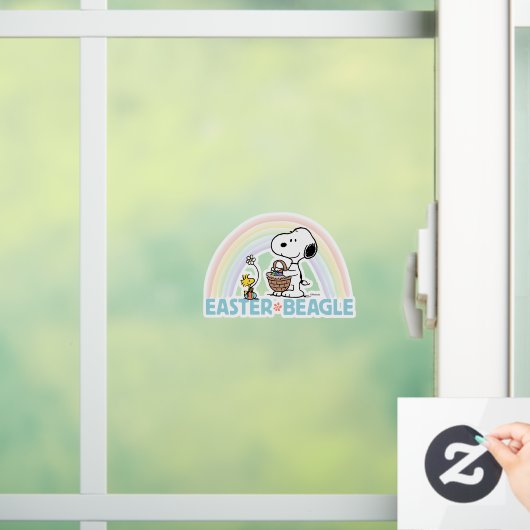 Autocollant Pour Fenêtre Snoopy & Woodstock - Beagle de Pâques (Maison)