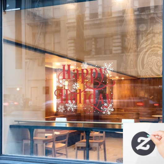 Autocollant Pour Fenêtre Snowflakes Happy Holiday, Revêtements de fenêtre d (Fenêtre de café)