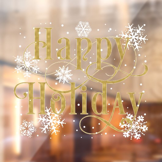 Autocollant Pour Fenêtre Snowflakes Happy Holiday, Revêtements de fenêtre d (Feuille 2)