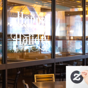 Autocollant Pour Fenêtre Snowflakes Happy Holiday, Revêtements de fenêtre d