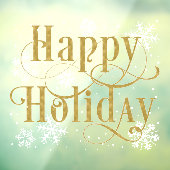 Autocollant Pour Fenêtre Snowflakes or Happy Holiday, Store clins de fenêtr (Feuille 3)