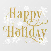 Autocollant Pour Fenêtre Snowflakes or Happy Holiday, Store clins de fenêtr (Feuille)