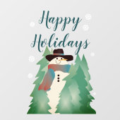 Autocollant Pour Fenêtre Snowman Whimsical Et Arbres (Feuille)