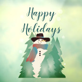 Autocollant Pour Fenêtre Snowman Whimsical Et Arbres (Feuille 3)