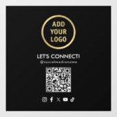 Autocollant Pour Fenêtre Social Media QR Code Ajouter votre logo noir (Feuille)