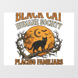 Autocollant Pour Fenêtre Société humanitaire du chat noir Halloween pleine