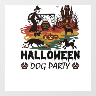 Autocollant Pour Fenêtre Soirée de chien d'Halloween Sorcières Chiens Citro