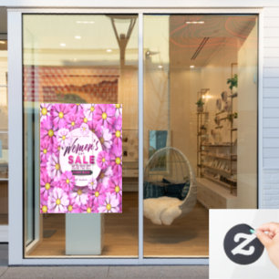 Autocollant Pour Fenêtre Solde de la Journée des Femmes Florale 8 mars Entr