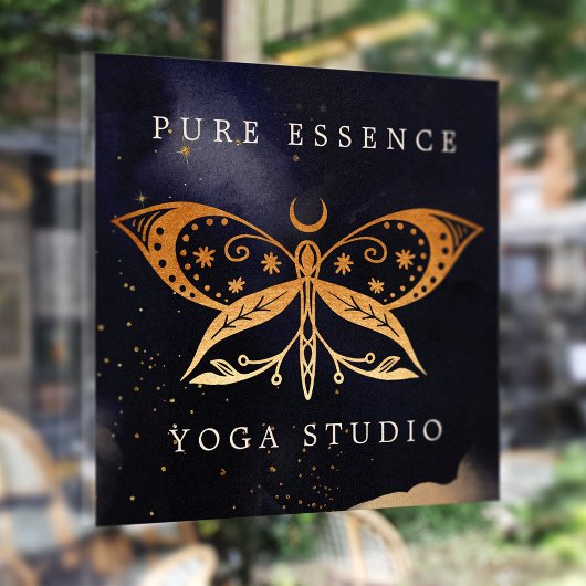 Autocollant Pour Fenêtre Soleil céleste holistique et papillon de lune Encr