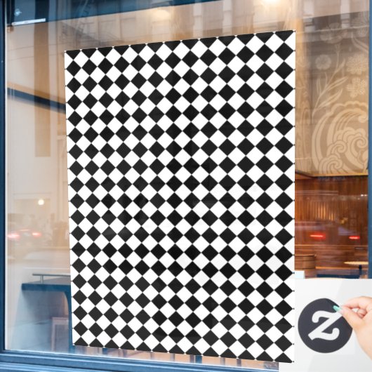 Autocollant Pour Fenêtre Solid Black and White Chevron Pattern (Fenêtre de café)