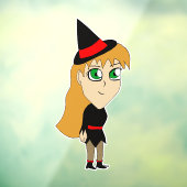 Autocollant Pour Fenêtre sorcière chibi (Feuille 3)