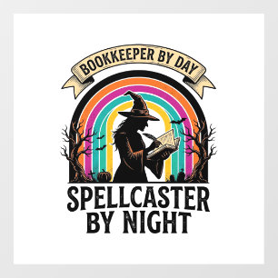 Autocollant Pour Fenêtre Sorcière Comptable Rétro Halloween Comptabilité De