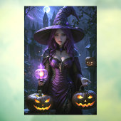 Autocollant Pour Fenêtre Sorcière d'Halloween et Jack-O-Lanterns (Feuille 3)