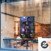 Autocollant Pour Fenêtre Sorcière d'Halloween et Jack-O-Lanterns (Fenêtre de café)