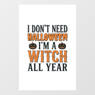 Autocollant Pour Fenêtre Sorcière drôle toute l'année Typographie Halloween