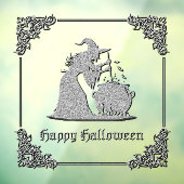 Autocollant Pour Fenêtre Sorcière en argent et Halloween Cauldron (Feuille 3)
