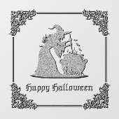 Autocollant Pour Fenêtre Sorcière en argent et Halloween Cauldron (Feuille)